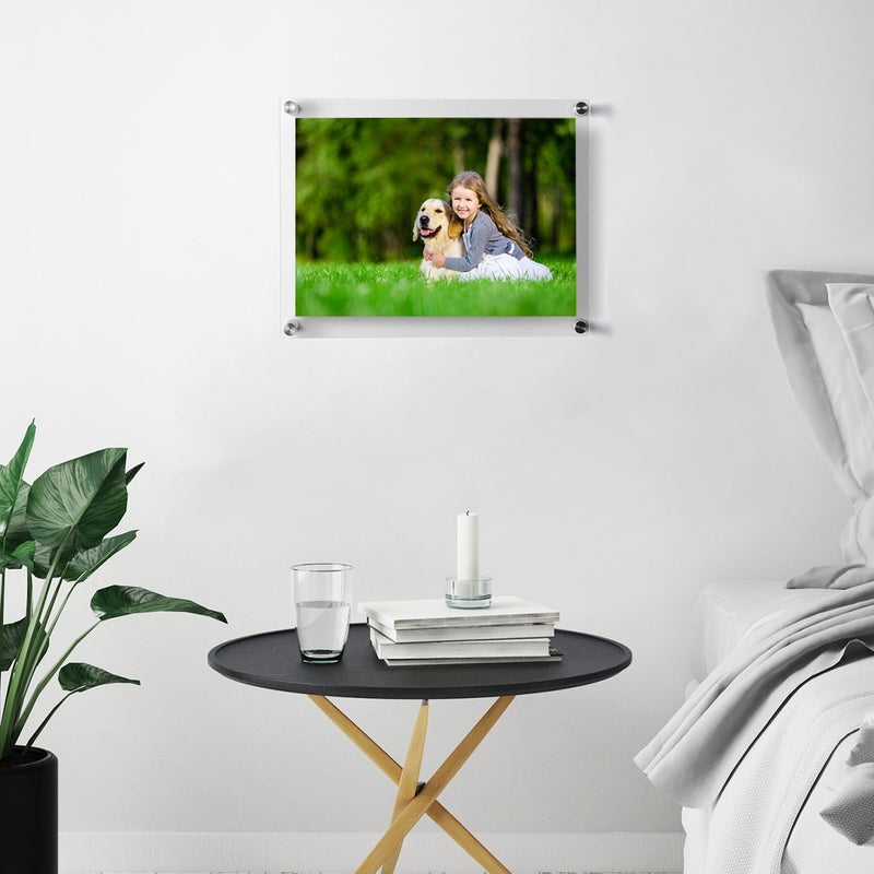 Meetu 8.5x11 Acrylic Picture Frames (4 Pack) -Inner 8x10 Wall Mount Photo Frame Frameless Clear Floating Frame for Document Certificate Artwork - Image 2